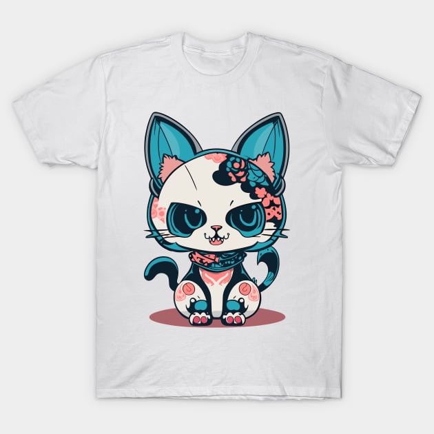 kawaii neko skull T-Shirt by Orange-C